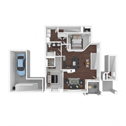 Floor plan for 2 beds, 1 bath, 1177 sqft
